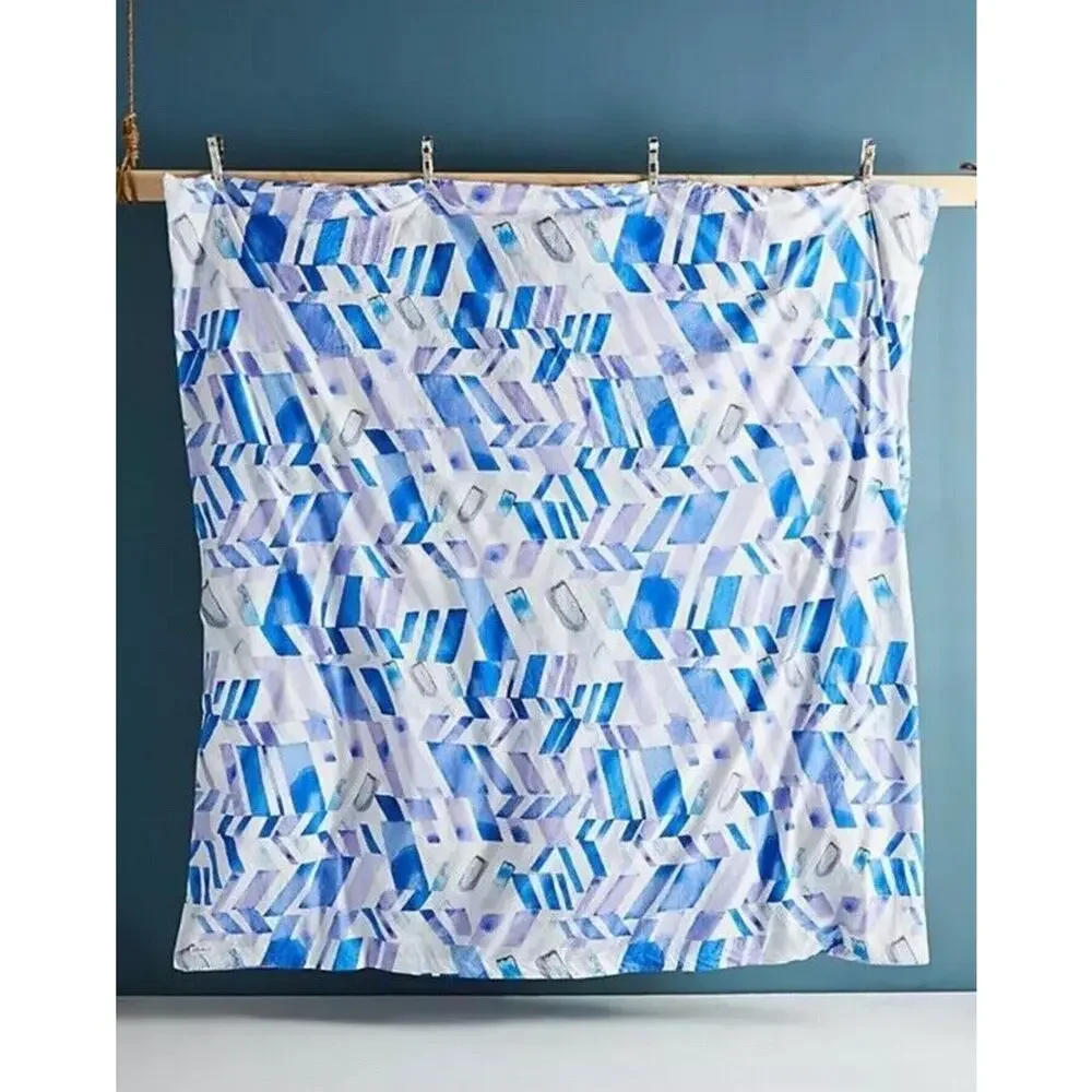 Anthropologie Kate Roebuck PAINTED INDIGO Twin Duvet Cover blue purple p…